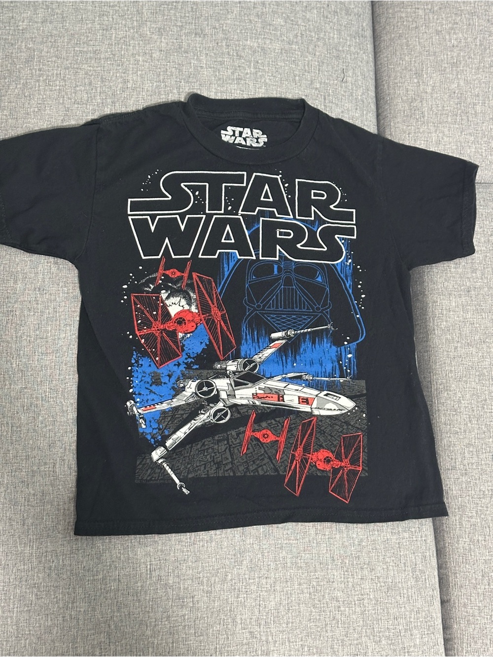 Star Wars Kids Black Graphic Tee with X-Wing and TIE Fighters